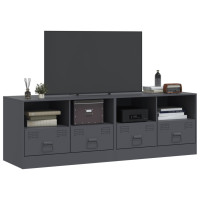 Produktbild för TV-skåp 2 st antracit 67x39x44 cm stål