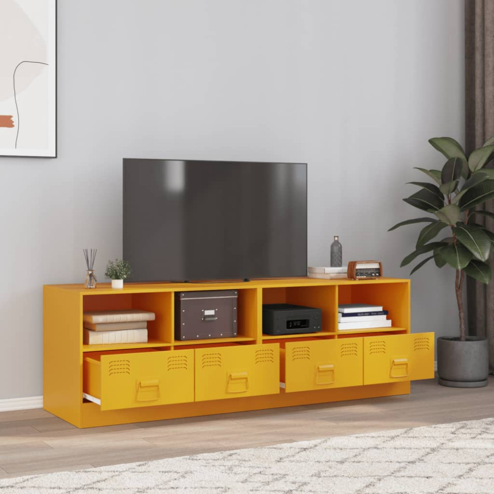 Produktbild för TV-skåp 2 st senapsgul 67x39x44 cm stål