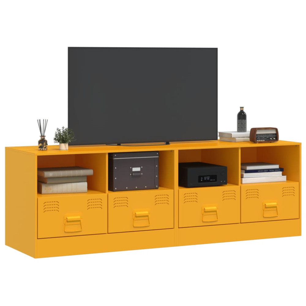 Produktbild för TV-skåp 2 st senapsgul 67x39x44 cm stål