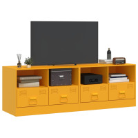 Produktbild för TV-skåp 2 st senapsgul 67x39x44 cm stål
