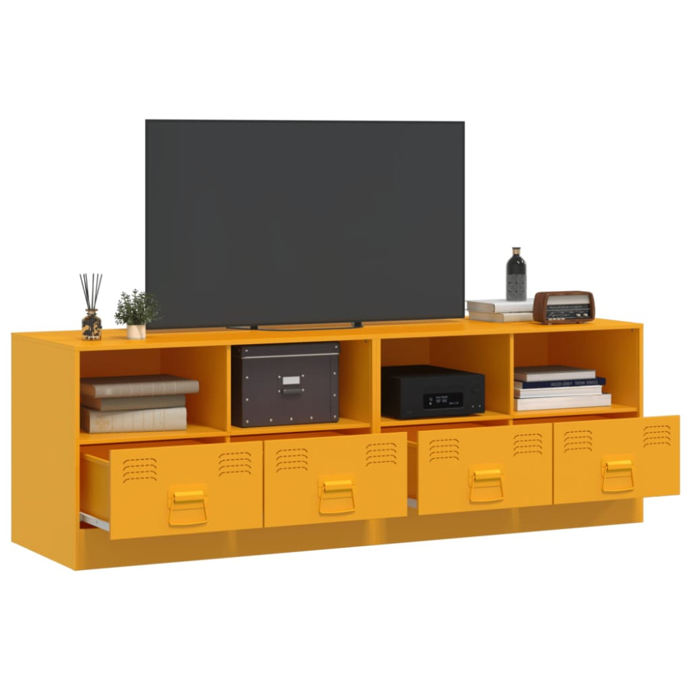 Produktbild för TV-skåp 2 st senapsgul 67x39x44 cm stål