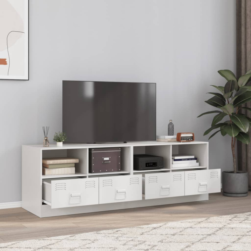 Produktbild för TV-skåp 2 st vit 67x39x44 cm stål