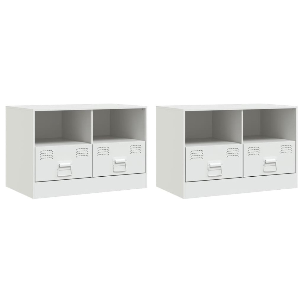 Produktbild för TV-skåp 2 st vit 67x39x44 cm stål