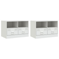 Produktbild för TV-skåp 2 st vit 67x39x44 cm stål