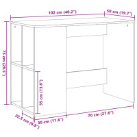 Produktbild för Skrivbord vit 102x50x75 cm konstruerat trä
