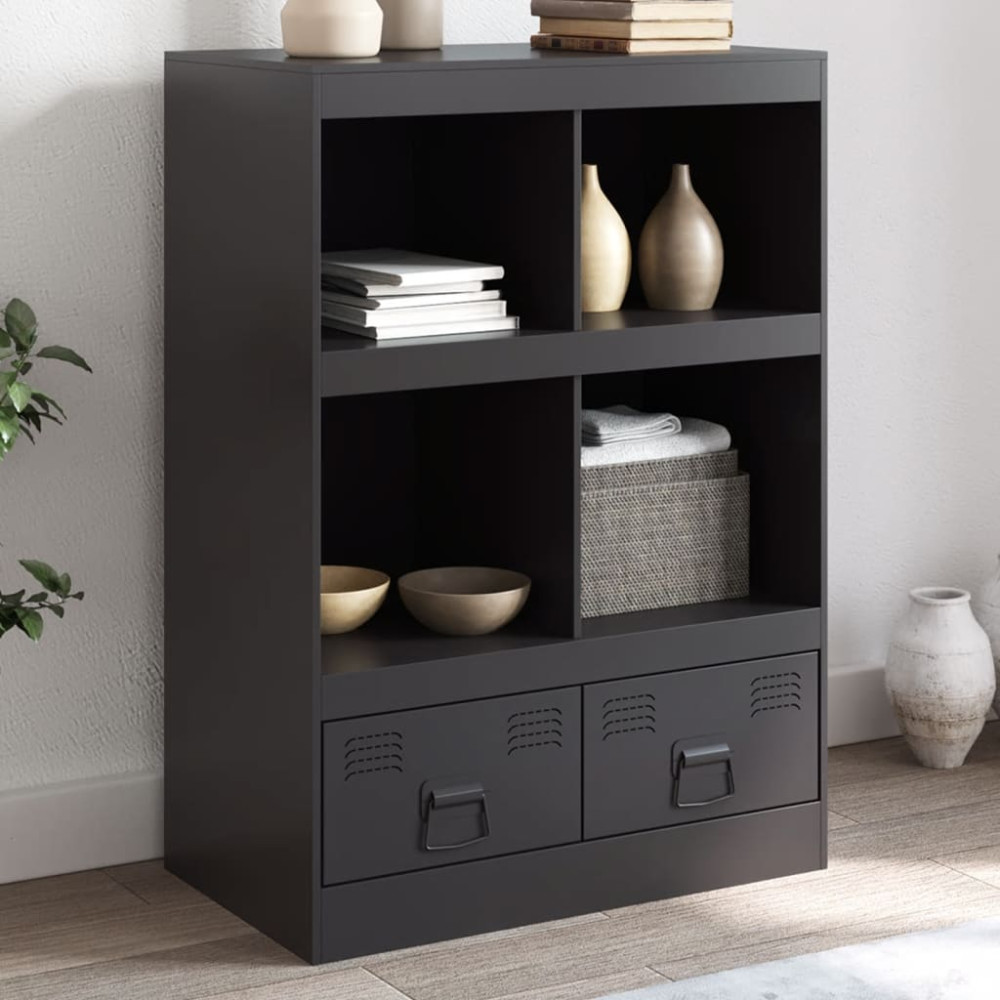 Produktbild för Högskåp svart 67x39x95 cm stål