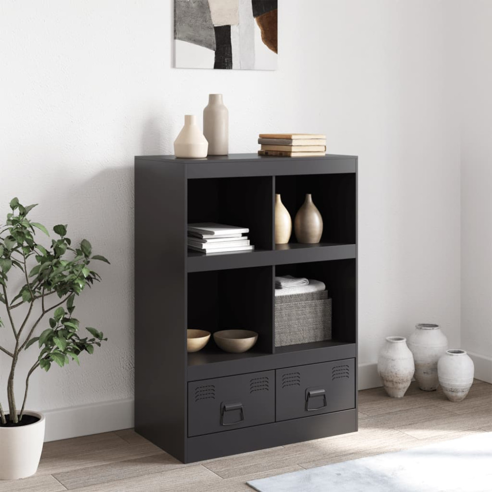 Produktbild för Högskåp svart 67x39x95 cm stål