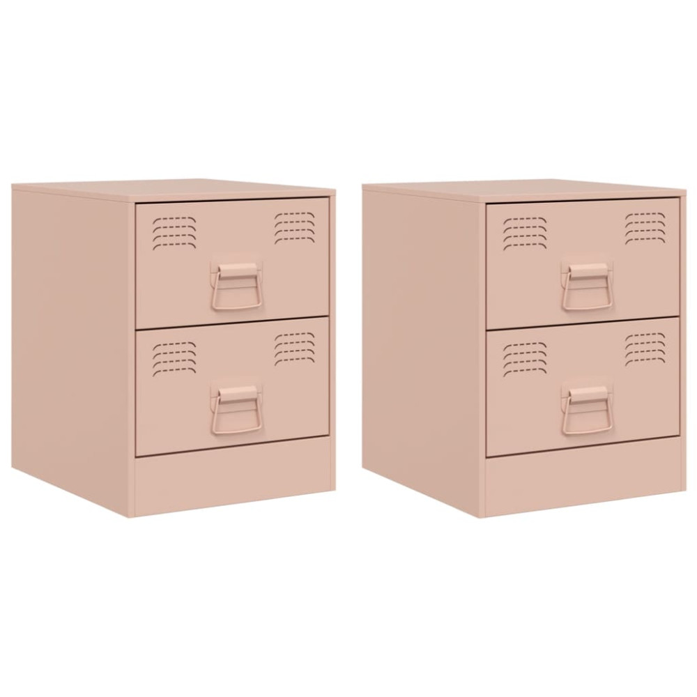Produktbild för Sängskåp 2 st rosa 34,5x39x44 cm stål