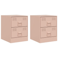 Produktbild för Sängskåp 2 st rosa 34,5x39x44 cm stål
