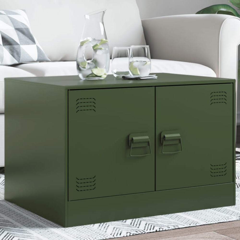 Produktbild för Soffbord olivgrön 67x50x44 cm stål