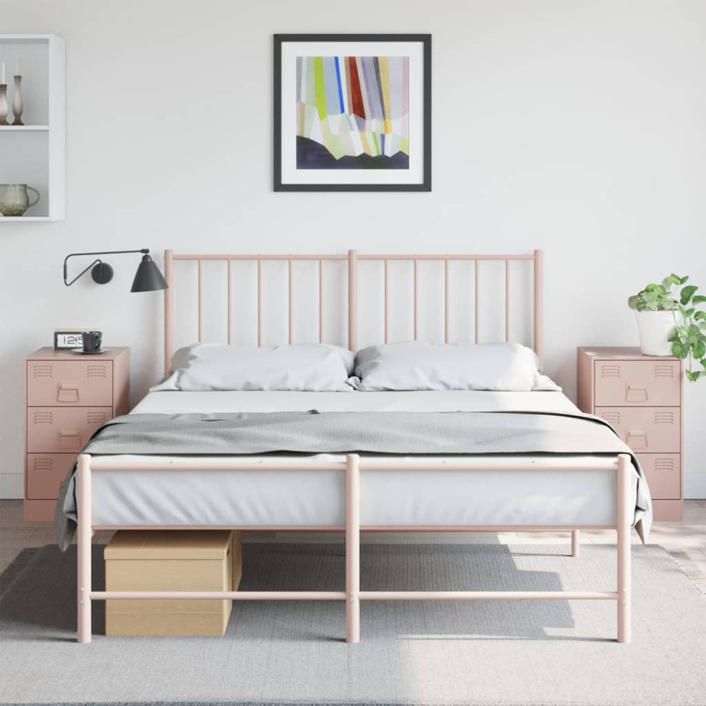 Produktbild för Sängskåp 2 st rosa 34,5x39x62 cm stål