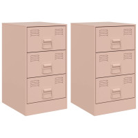 Produktbild för Sängskåp 2 st rosa 34,5x39x62 cm stål