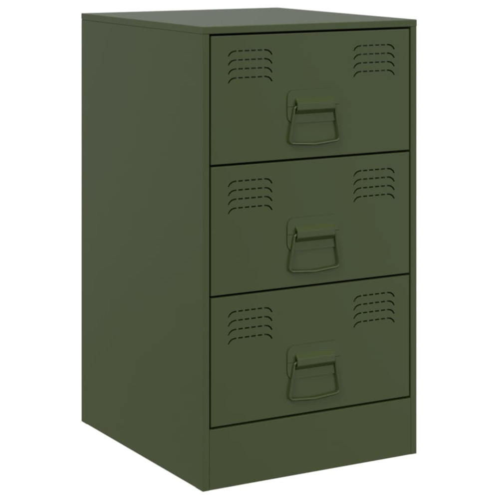 Produktbild för Sängskåp 2 st olivgrön 34,5x39x62 cm stål