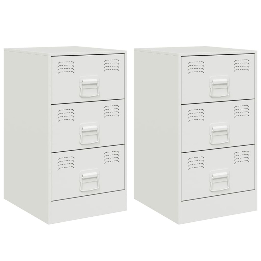 Produktbild för Sängskåp 2 st vit 34,5x39x62 cm stål