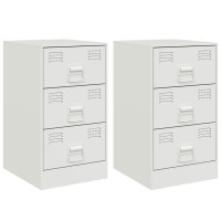 Produktbild för Sängskåp 2 st vit 34,5x39x62 cm stål