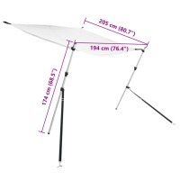 Produktbild för Förlängningsdel för båtkapell vit 174x205x(115-194) cm