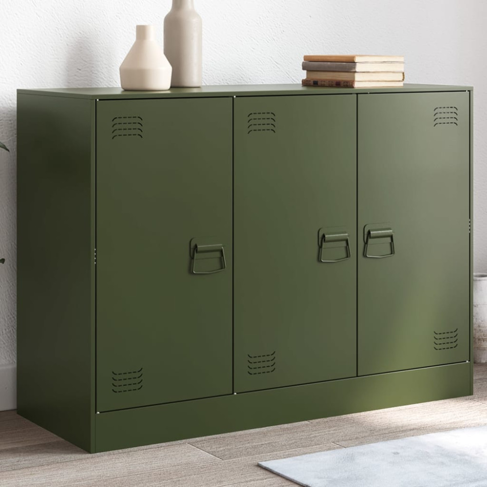 Produktbild för Skänk olivgrön 99x39x73 cm stål