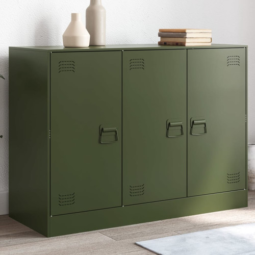 vidaXL Skänk olivgrön 99x39x73 cm stål