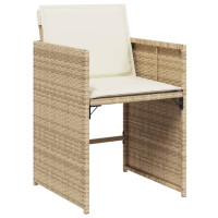 Produktbild för Matgrupp för trädgården med dynor 11 delar beige konstrotting