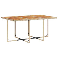Produktbild för Matgrupp för trädgården med dynor 11 delar beige konstrotting