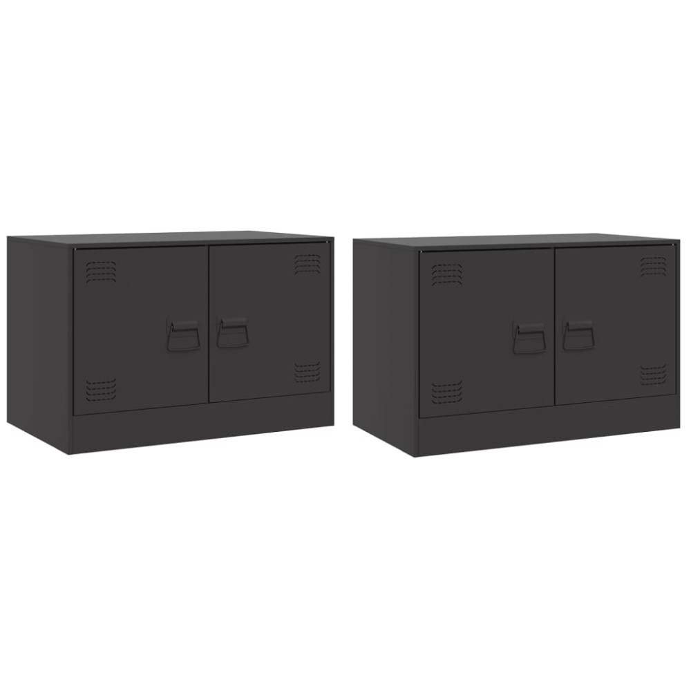 Produktbild för TV-skåp 2 st svart 67x39x44 cm stål