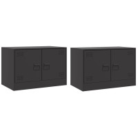 Produktbild för TV-skåp 2 st svart 67x39x44 cm stål
