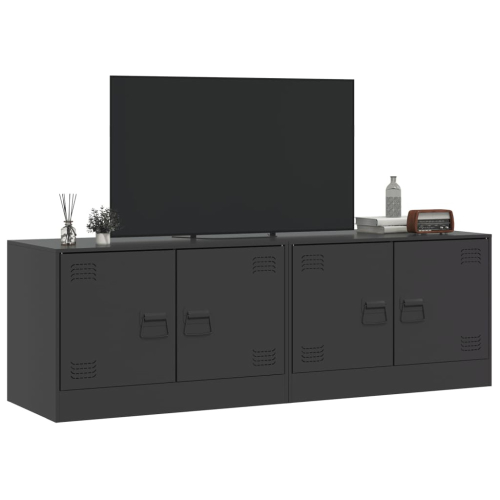 Produktbild för TV-skåp 2 st svart 67x39x44 cm stål