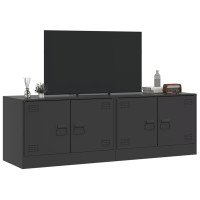 Produktbild för TV-skåp 2 st svart 67x39x44 cm stål