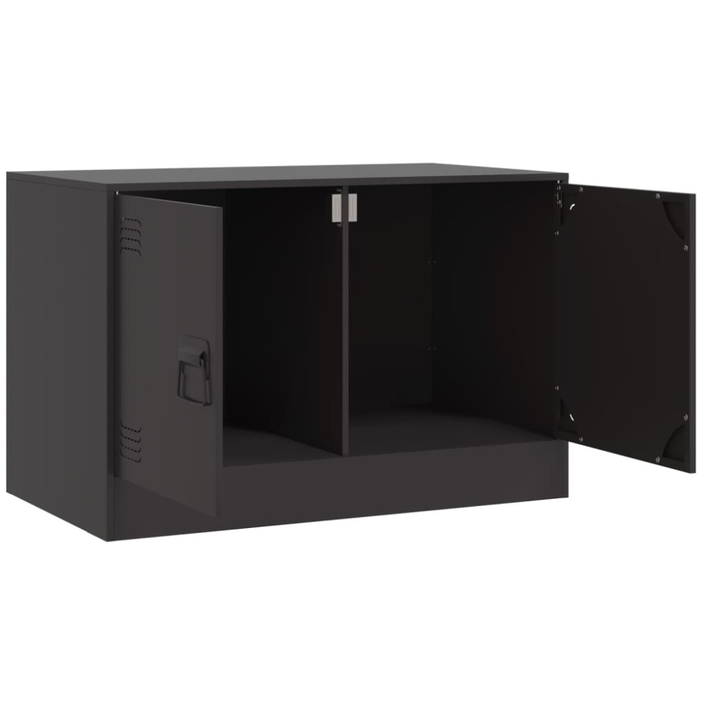 Produktbild för TV-skåp 2 st svart 67x39x44 cm stål