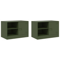 Produktbild för TV-skåp 2 st olivgrön 67x39x44 cm stål