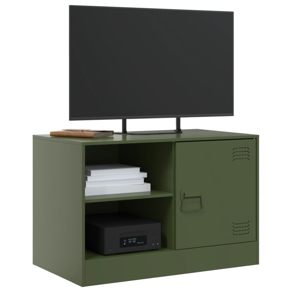 Produktbild för TV-skåp 2 st olivgrön 67x39x44 cm stål