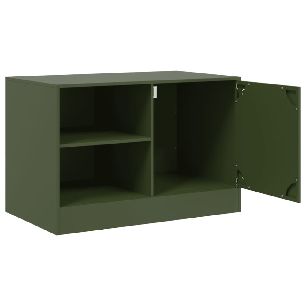 Produktbild för TV-skåp 2 st olivgrön 67x39x44 cm stål