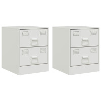 Produktbild för Sängskåp 2 st vit 34,5x39x44 cm stål