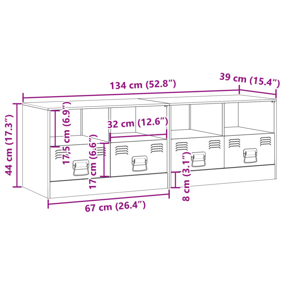 Produktbild för TV-skåp 2 st svart 67x39x44 cm stål