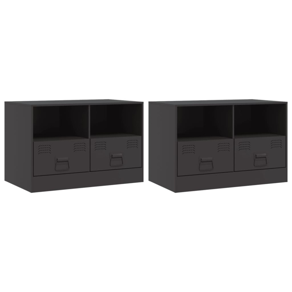 Produktbild för TV-skåp 2 st svart 67x39x44 cm stål