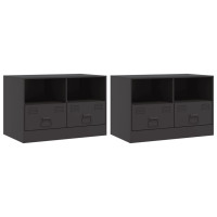 Produktbild för TV-skåp 2 st svart 67x39x44 cm stål