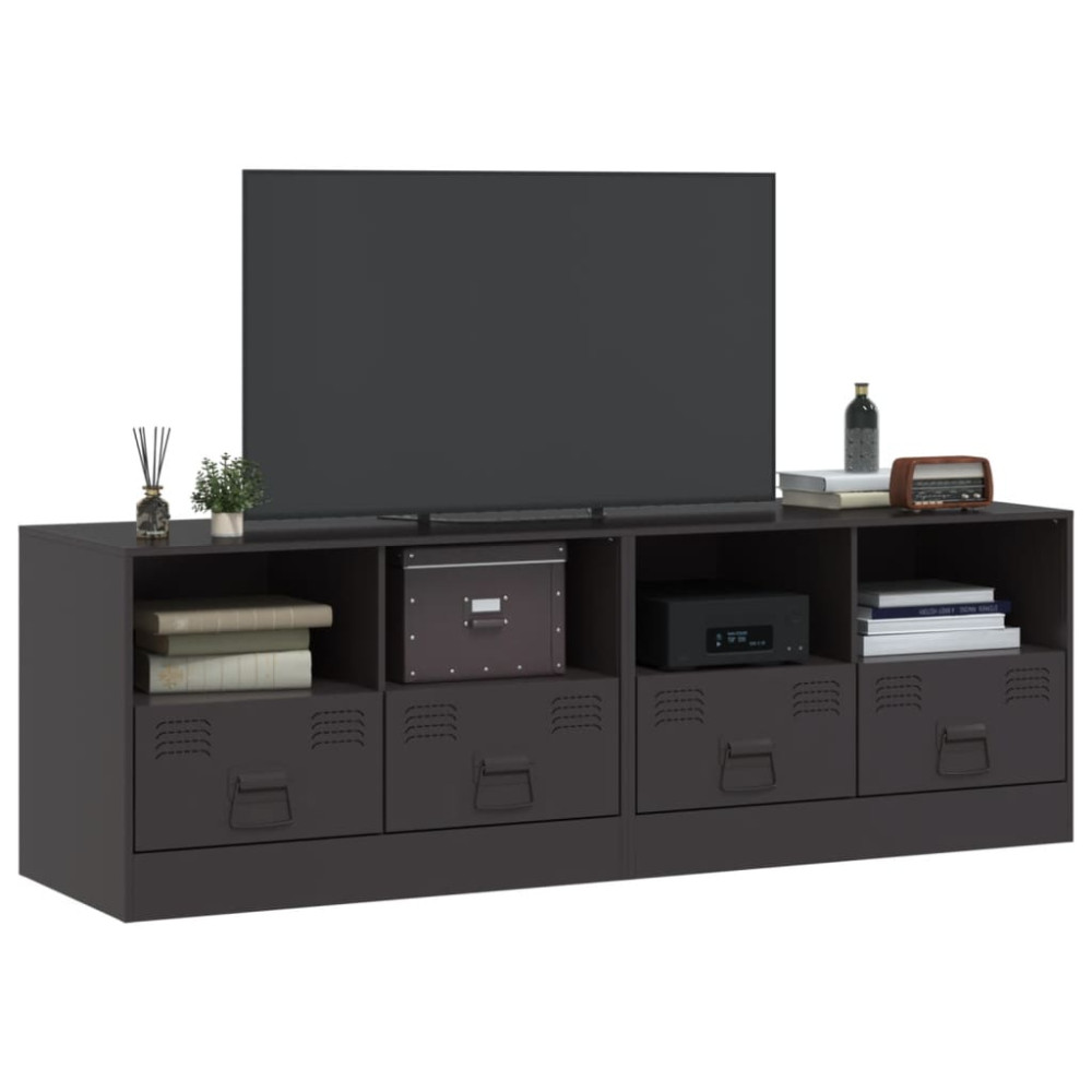 Produktbild för TV-skåp 2 st svart 67x39x44 cm stål