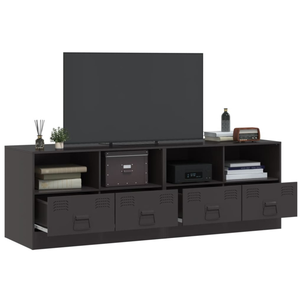 Produktbild för TV-skåp 2 st svart 67x39x44 cm stål