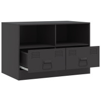 Produktbild för TV-skåp 2 st svart 67x39x44 cm stål