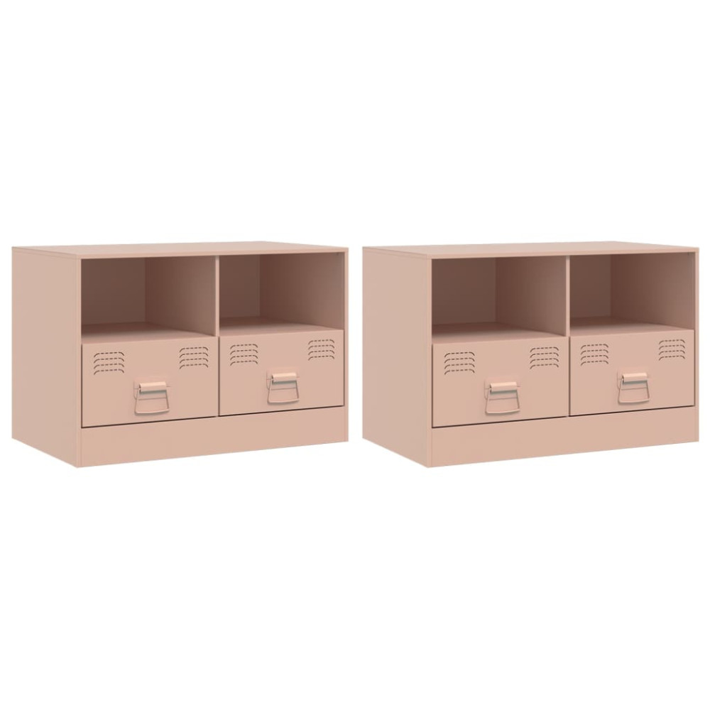 Produktbild för TV-skåp 2 st rosa 67x39x44 cm stål