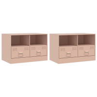 Produktbild för TV-skåp 2 st rosa 67x39x44 cm stål