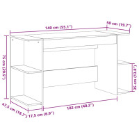 Produktbild för Skrivbord betonggrå 140x50x75 cm konstruerat trä