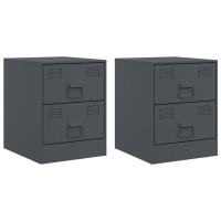 Produktbild för Sängskåp 2 st antracit 34,5x39x44 cm stål