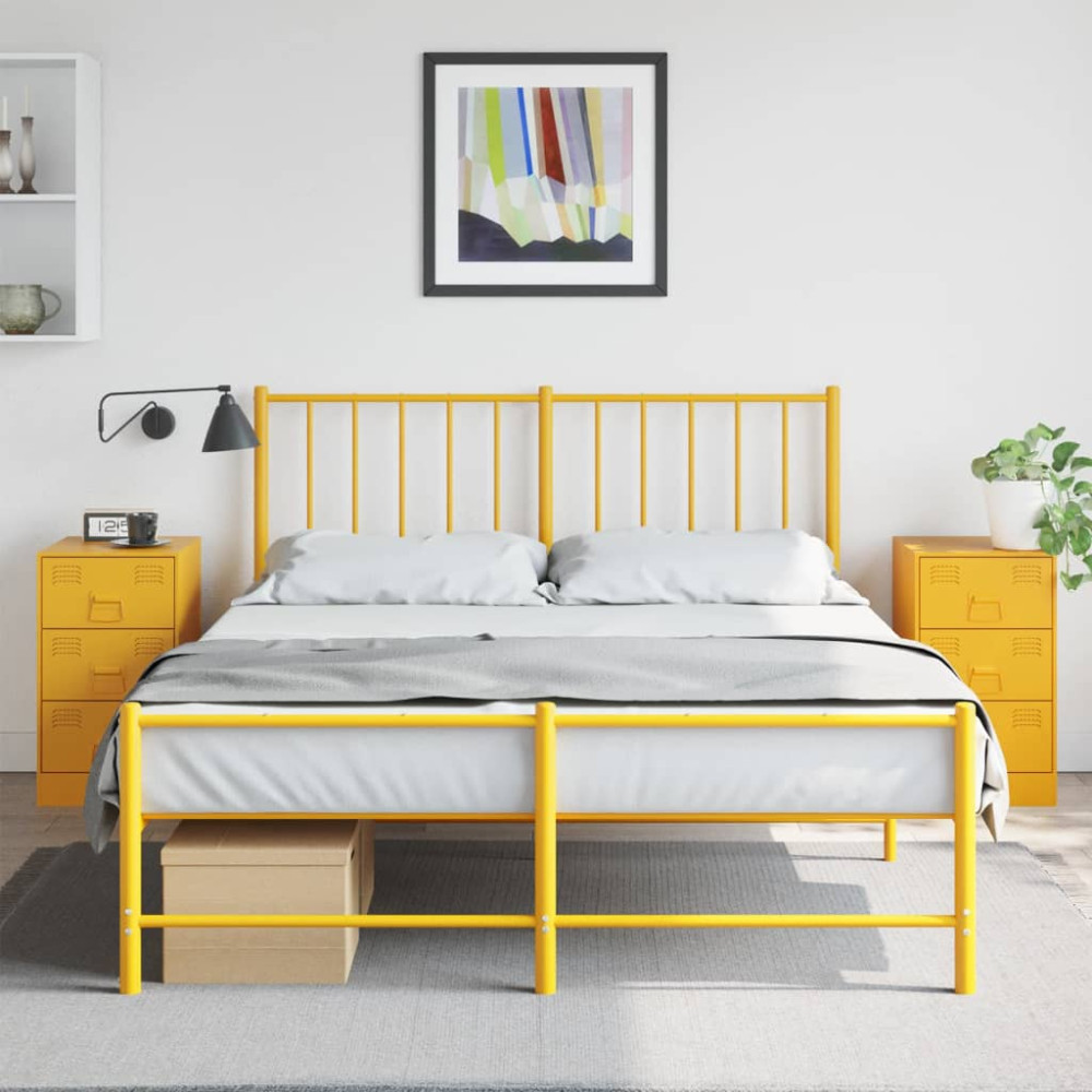 Produktbild för Sängskåp 2 st senapsgul 34,5x39x62 cm stål