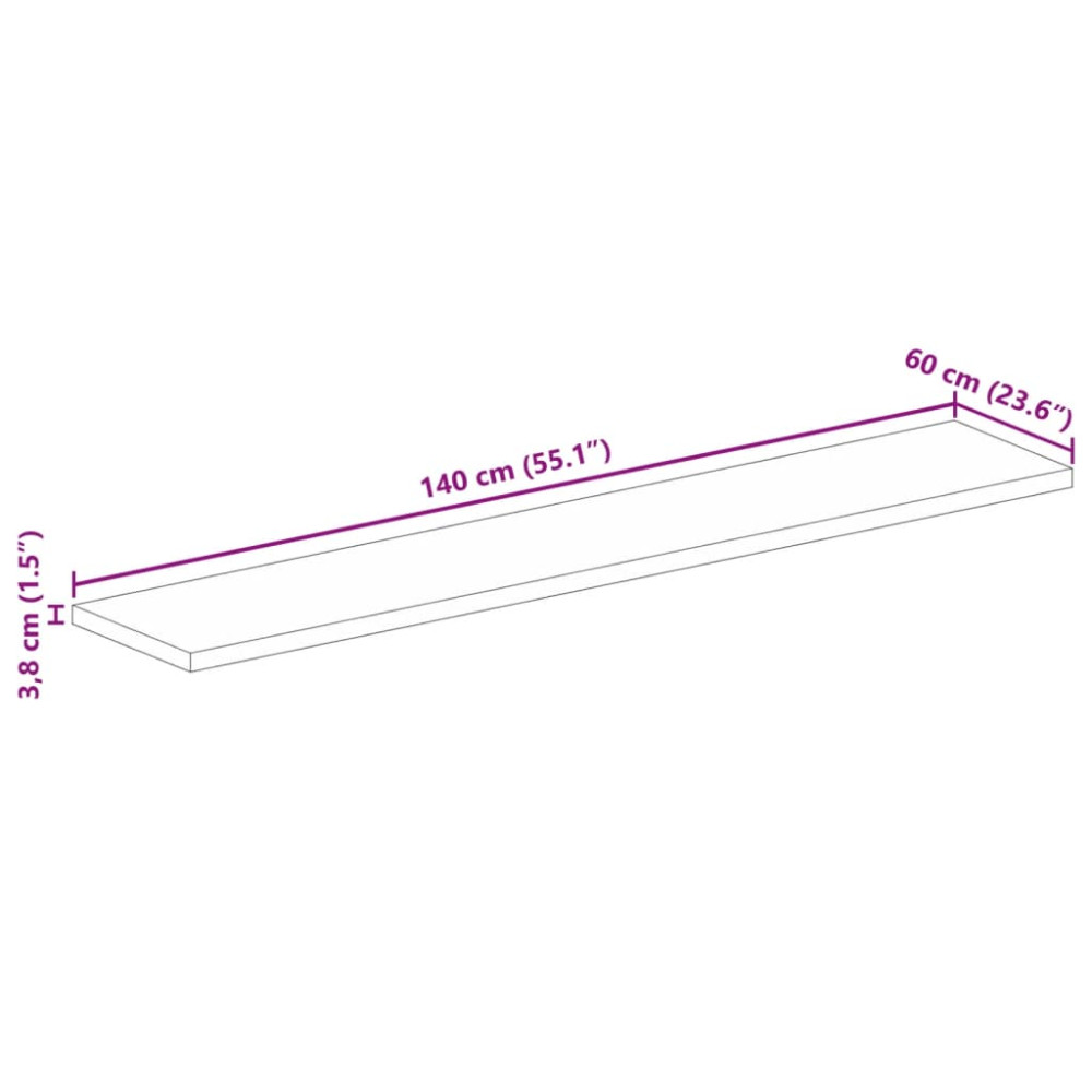 Produktbild för Bordsskiva 140x60x3,8 cm rektangulär massiv akacia