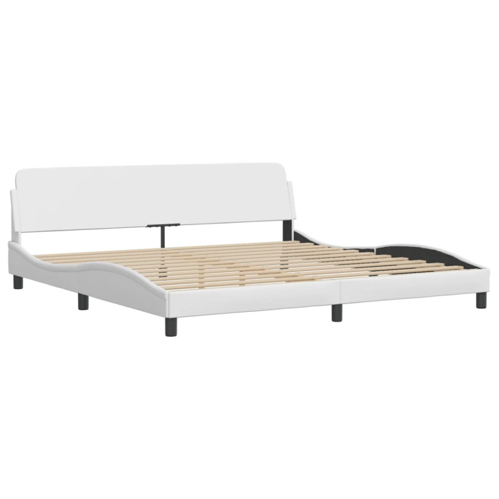 Produktbild för Bed with Mattress "Hvar" White 200x200 cm Faux Leather