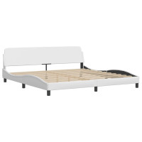 Produktbild för Bed with Mattress "Hvar" White 200x200 cm Faux Leather