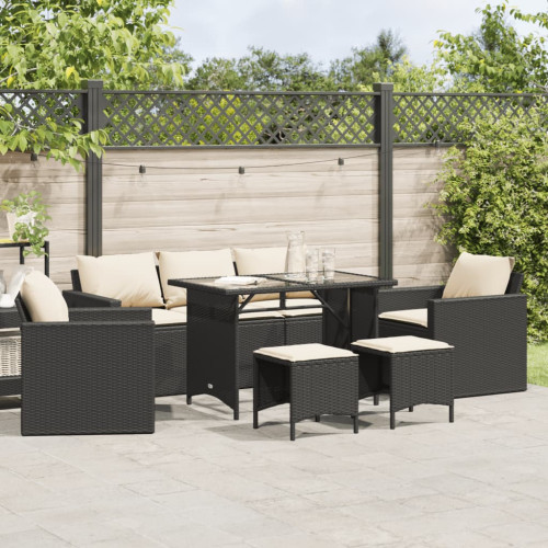 vidaXL Loungegrupp med dynor 6 delar svart konstrotting