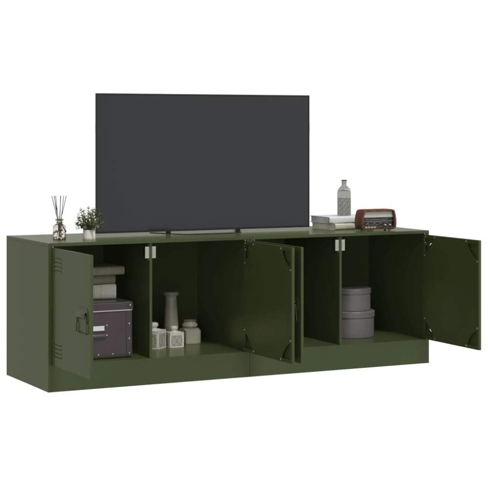 Produktbild för TV-skåp 2 st olivgrön 67x39x44 cm stål