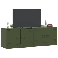Produktbild för TV-skåp 2 st olivgrön 67x39x44 cm stål